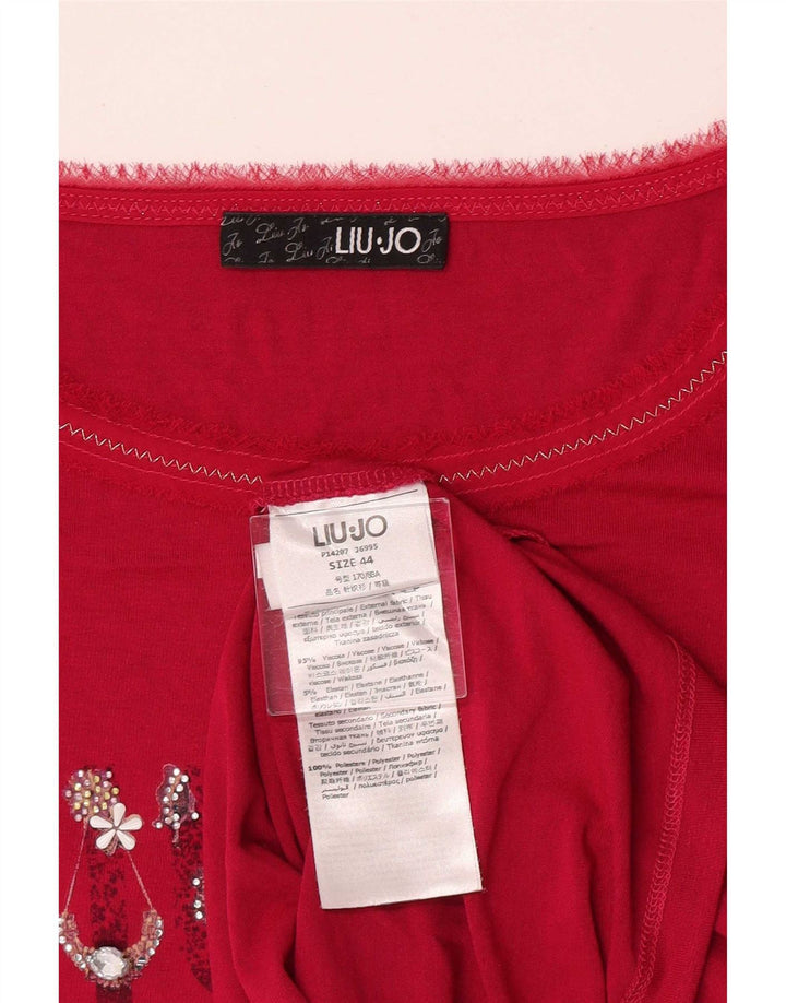 Liu Jo Womens Regular Graphic Top Langærmet IT 44 Medium Pink Viscose