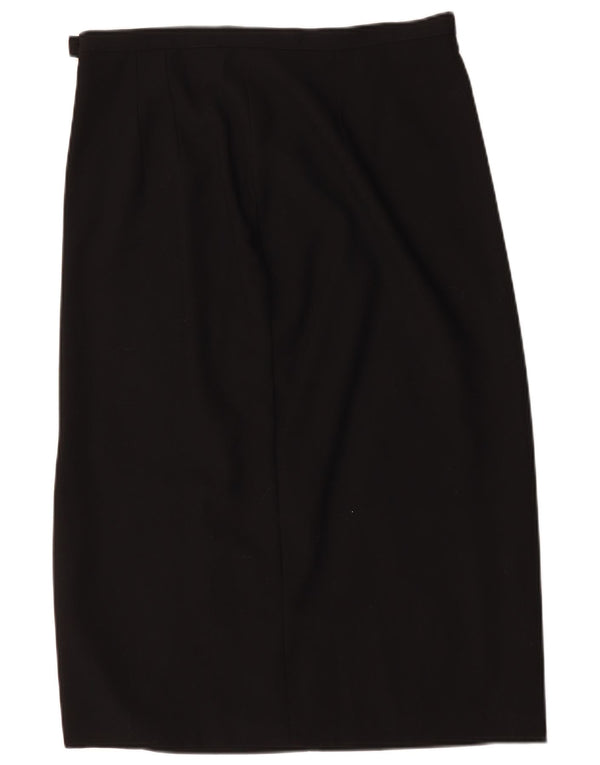 Marks & Spencer Midi lige nederdel til kvinder UK 18 XL W32 Black New Wool