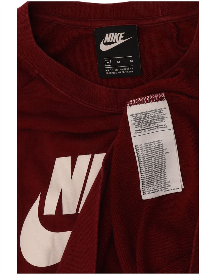 Nike Dame Grafisk Sweatshirt Jumper UK 14 Medium Bourgogne bomuld