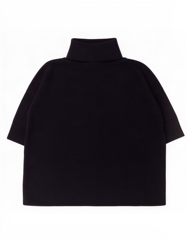 Massimo Dutti Womens 3/4 Sleeve Roll Neck Jumper Sweater UK 10 Small Navy B