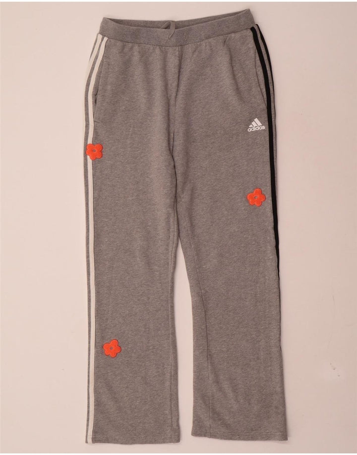 Adidas træningsdragt bukser til kvinder UK 12/14 Medium Grey Floral Bomuld