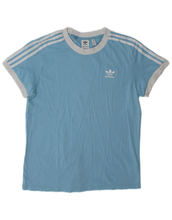 Adidas Dame T-Shirt Top UK 10 Small Blue Cotton Sports