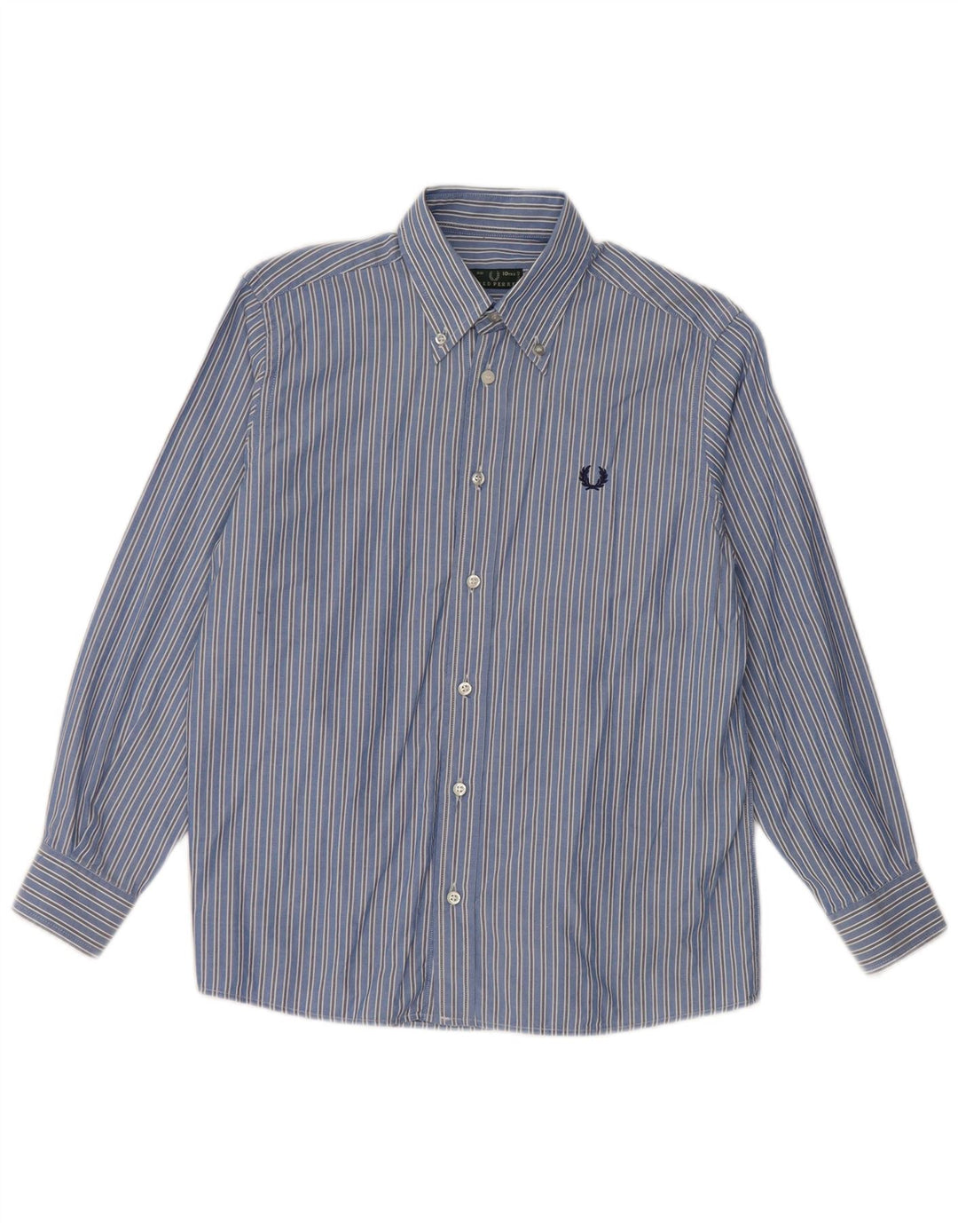 Fred Perry drengeskjorte 9-10 år blå nålestribet bomuld