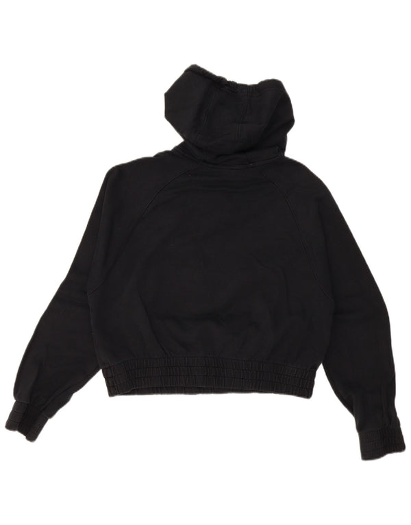 Nike Dame Oversized Crop Graphic Hoodie Jumper UK 10 Small Black Bomuld
