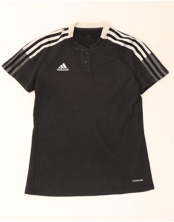 Adidas Aeroready T-Shirt Top UK 8/10 Small Black Colourblock Bomuld