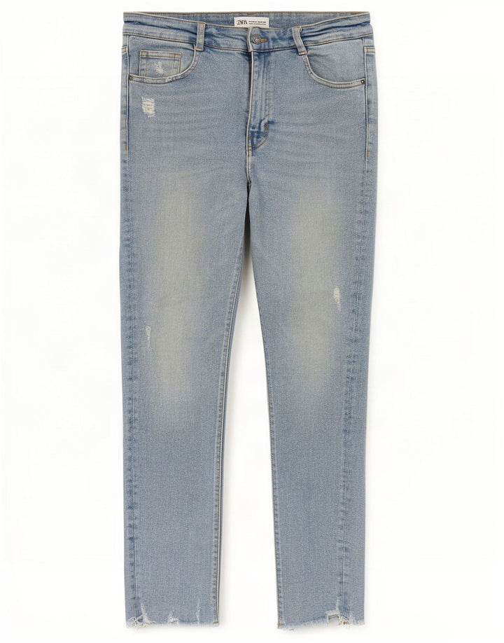 Zara Dame Distressed Skinny Jeans EU 40 Medium W30 L27 Blå