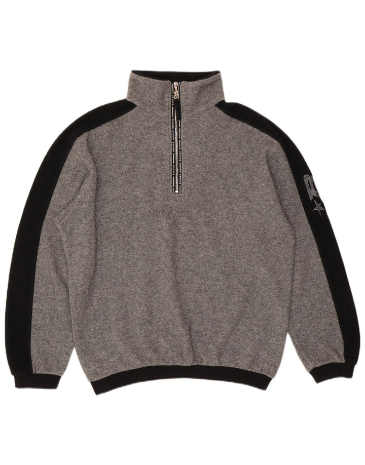 Bogner Herre Grafisk Zip Neck Jumper Sweater Stor Grå Colourblock Uld