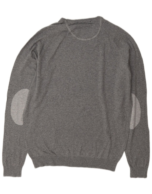 Zara Herre sweater med rund hals XL Grå bomuld