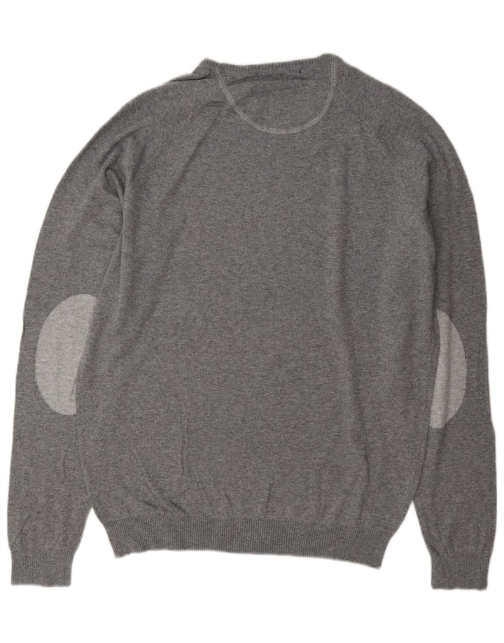 Zara Herre sweater med rund hals XL Grå bomuld
