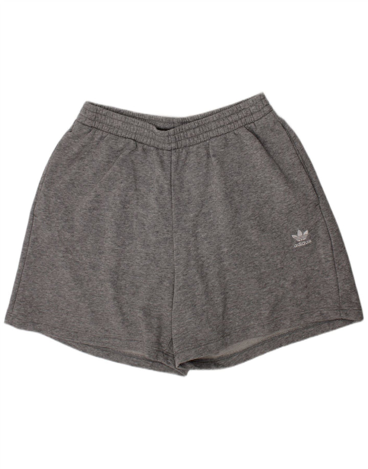 ADIDAS Womens Sport Shorts UK 12 Medium Grey Flecked Cotton