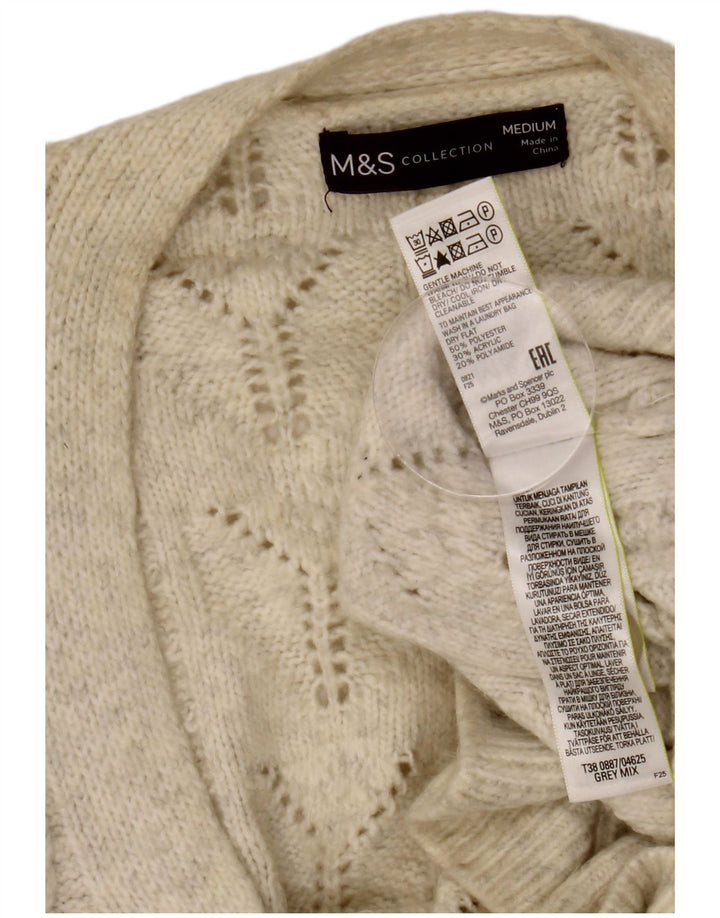 MARKS & SPENCER Dame cardigan sweater UK 14 Medium White Polyester
