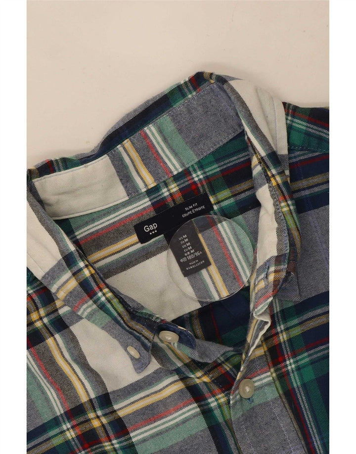 Gap Herre Slim Fit skjorte Medium Navyblå Plaid Bomuld