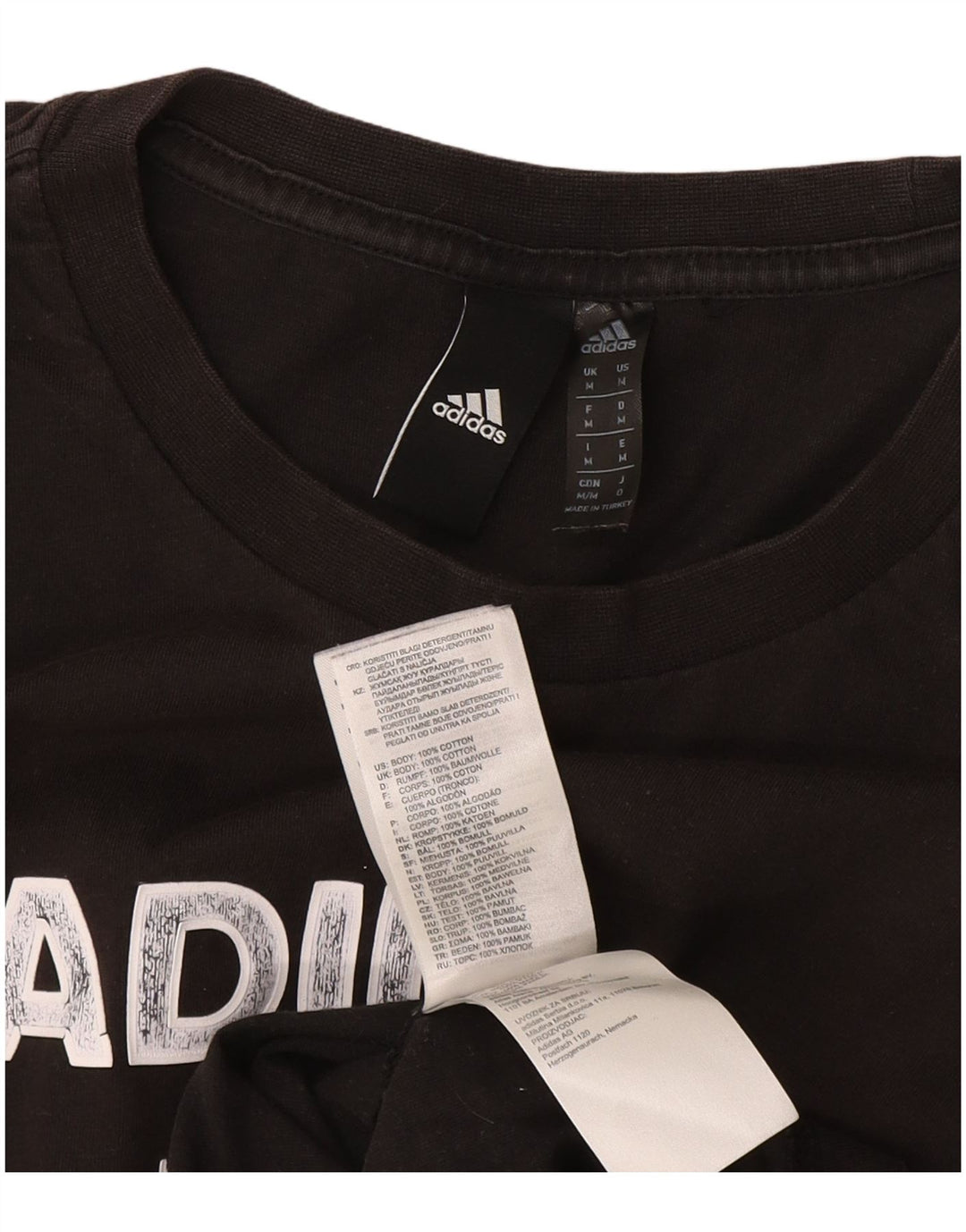 Adidas Herre grafisk T-shirt Top Medium Sort Bomuld