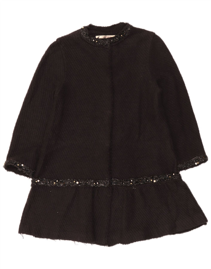 Zara Dame Overfrakke UK 12 Medium Sort Bomuld