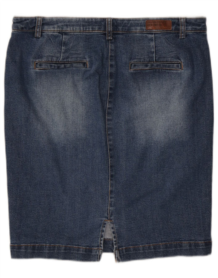 Benetton Dame lavtaljet denimnederdel W34 Large Blue