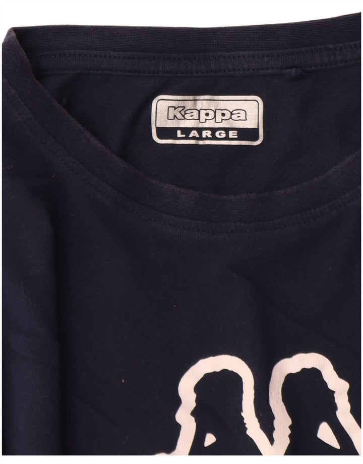 Kappa Herre Grafisk T-Shirt Top Stor Marineblå