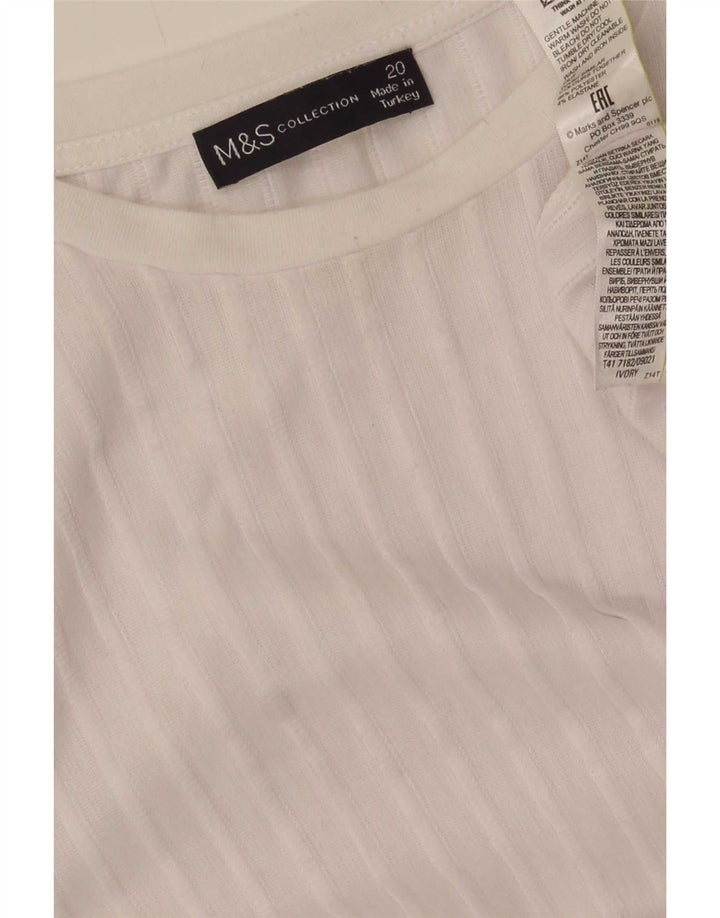 Marks & Spencer Dame Oversized Top Langærmet UK 20 2XL Hvid Polyester