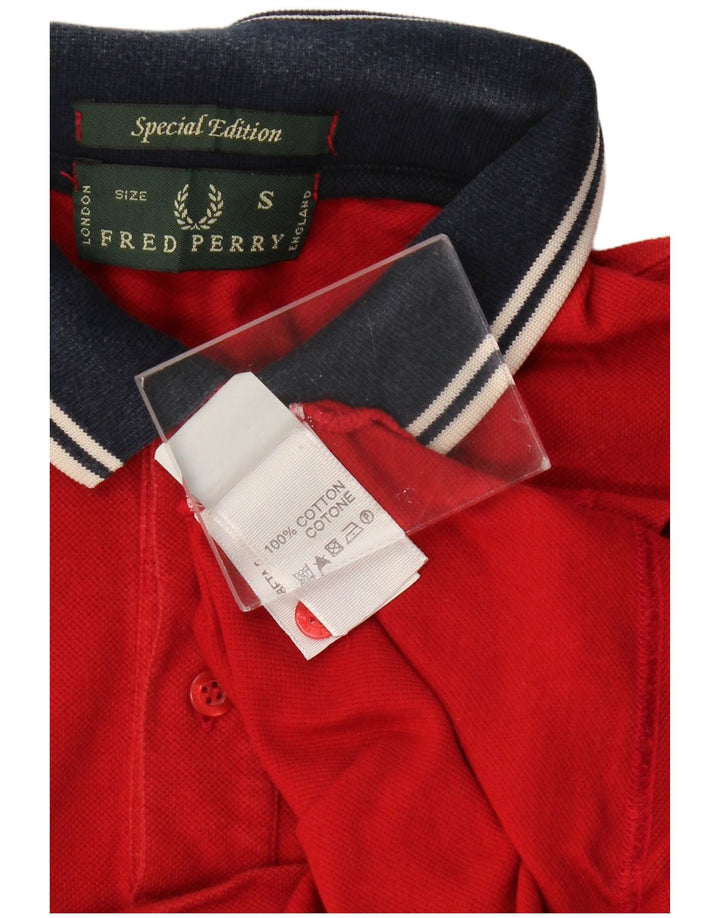 FRED PERRY Mens Polo Shirt Small Red Cotton
