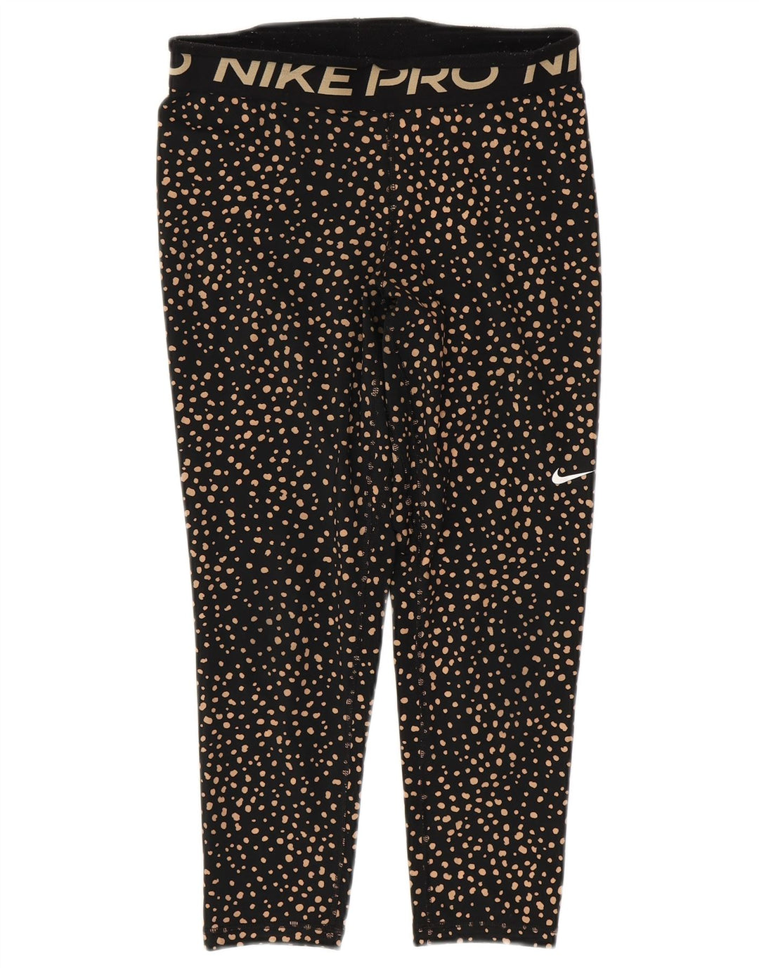 NIKE Grafiske Capri Leggings til kvinder UK 12 Medium sort plettet polyester