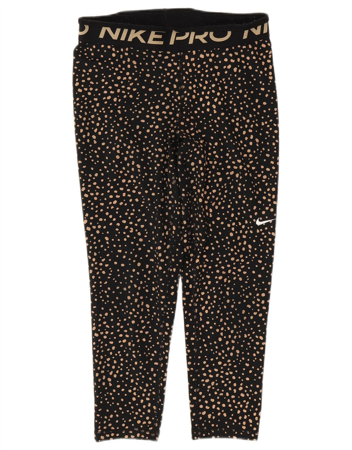 NIKE Grafiske Capri Leggings til kvinder UK 12 Medium sort plettet polyester