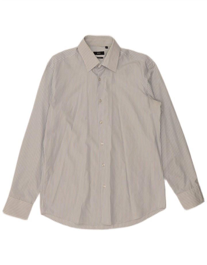 Hugo Boss Herre Regular Fit Skjorte Størrelse 41 16 Stor Blå Stribet