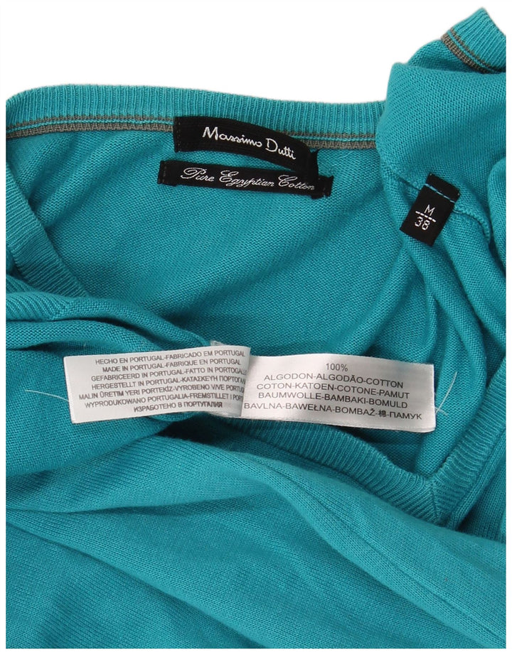 Massimo Dutti Dame V-hals sweater UK 14 Medium Blue Bomuld