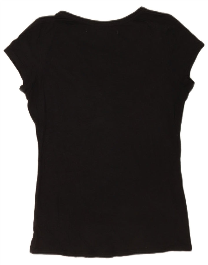 Zara Grafisk T-Shirt Top UK 12 Medium Sort