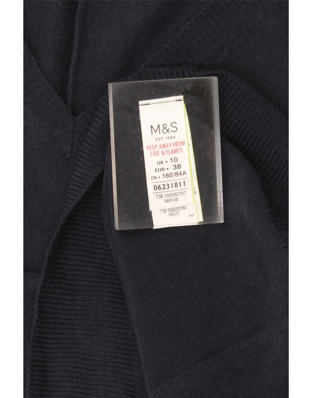 MARKS & SPENCER Dame V-hals sweater UK 10 Small Navy Blue