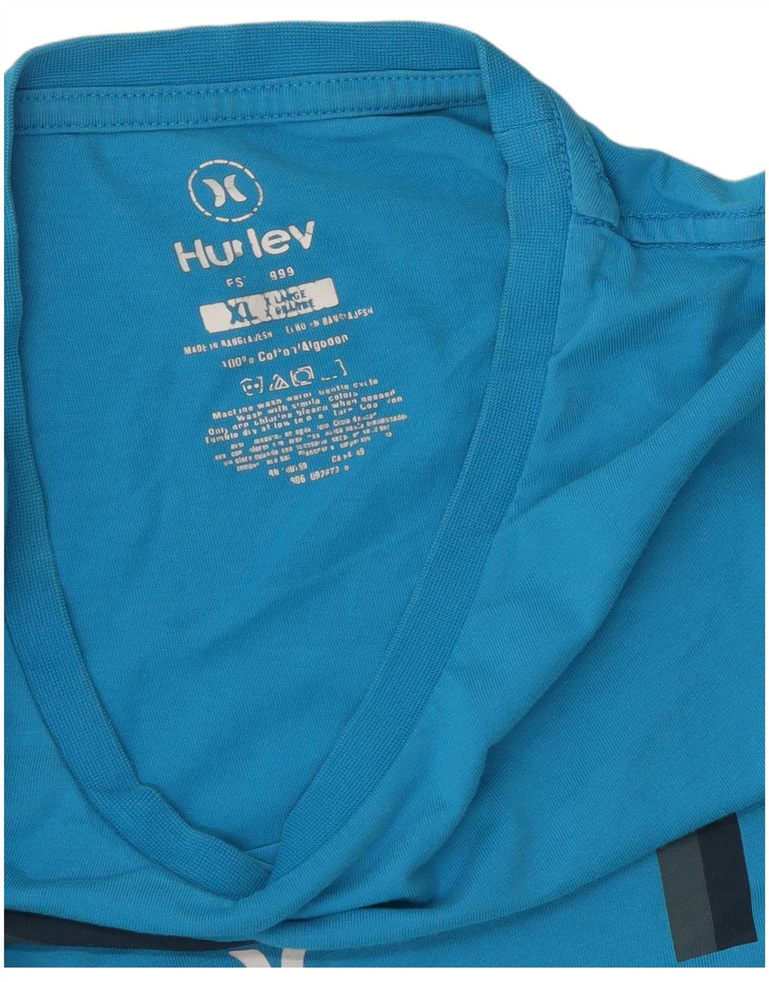 Hurley Herre Grafisk T-Shirt Top XL Blå Bomuld