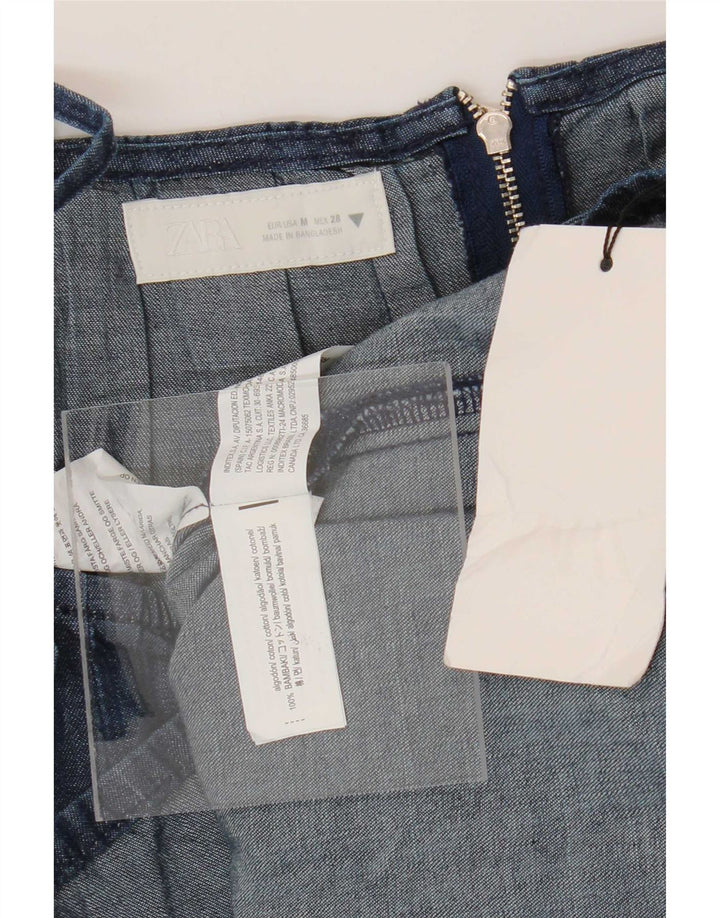 Zara Dame Denim Cami Top UK 12 Medium Blue Bomuld