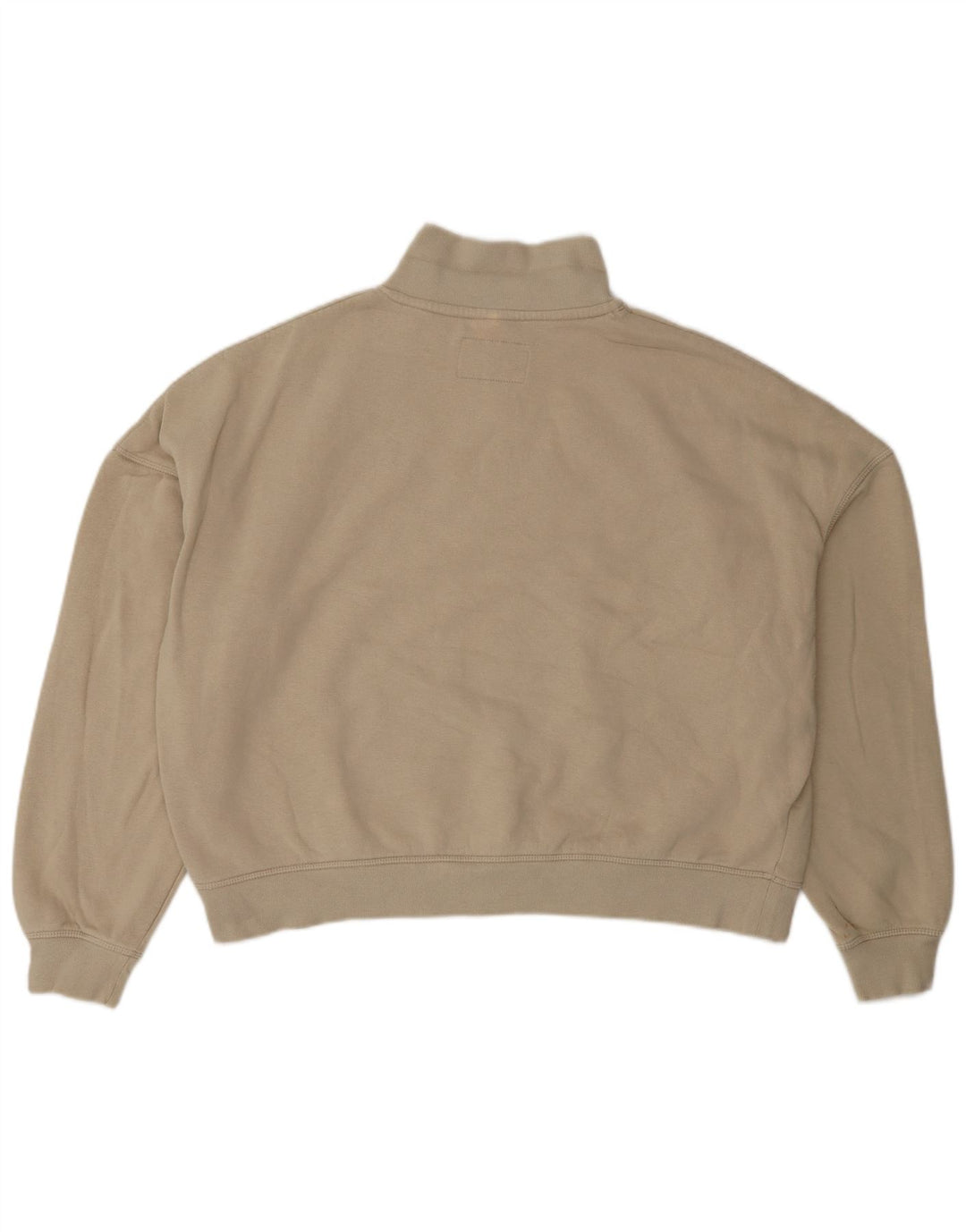 JACK WILLS Dame Oversized Zip Neck Sweatshirt Jumper UK 14 Large Beige