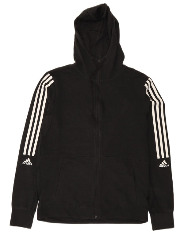 Adidas Aeroready Hoodie Sweater med lynlås til kvinder UK 12/14 Medium Sort Bomuld