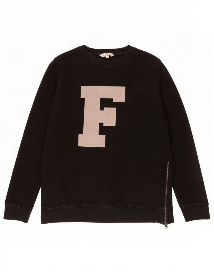 French Connection Dame Grafisk Sweatshirt Jumper UK 10 Lille Sort