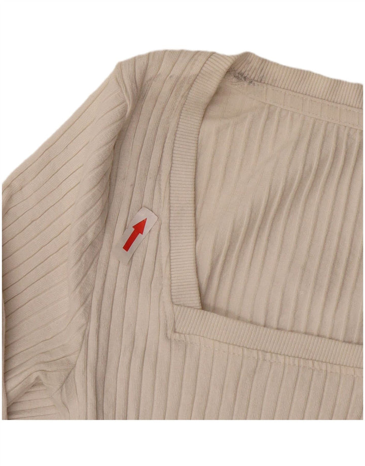 Zara Womens Crop Top Langærmet UK 10 Small Beige