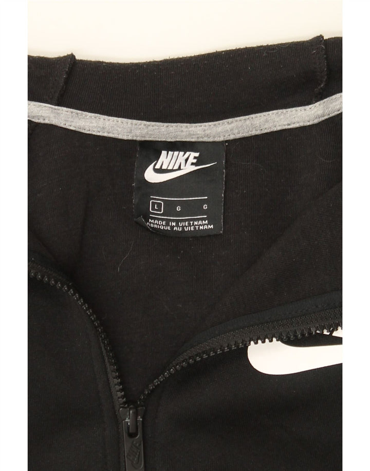 NIKE Mens Graphic Zip Hoodie Sweater Large Black Colourblock Polyester Vintage Nike and Second-Hand Nike from Messina Hembry 