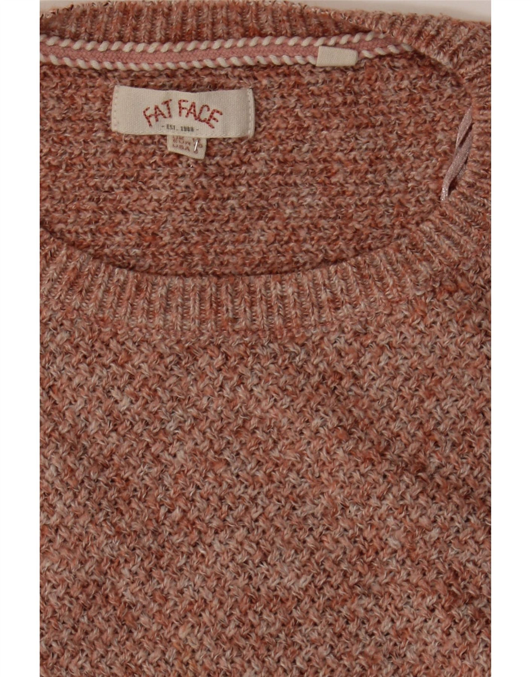 FAT FACE Womens Crew Neck Jumper Sweater UK 12 Medium  Brown Cotton Vintage Fat Face and Second-Hand Fat Face from Messina Hembry 