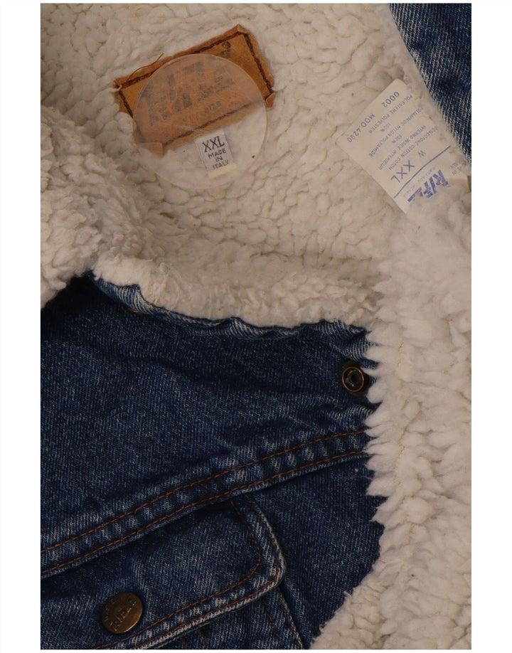 RIFLE Herre Sherpa Denim Jacket UK 44 2XL Blå Bomuld