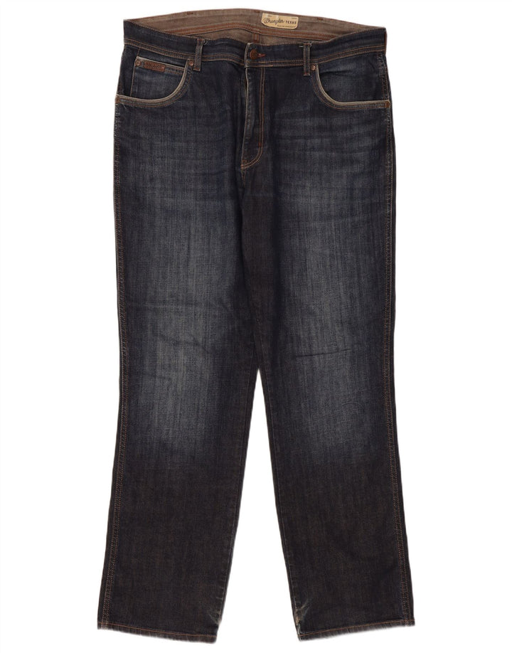 Wrangler Herre Texas Stretch Straight Jeans W38 L32 Blå Bomuld