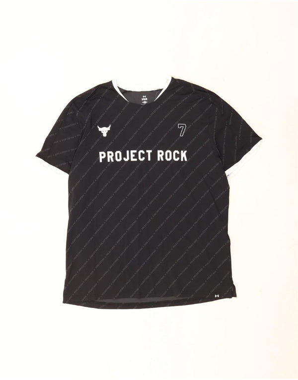 Under Armour Herre Grafisk T-Shirt Top Stor Sort Stribet Nylon Sports