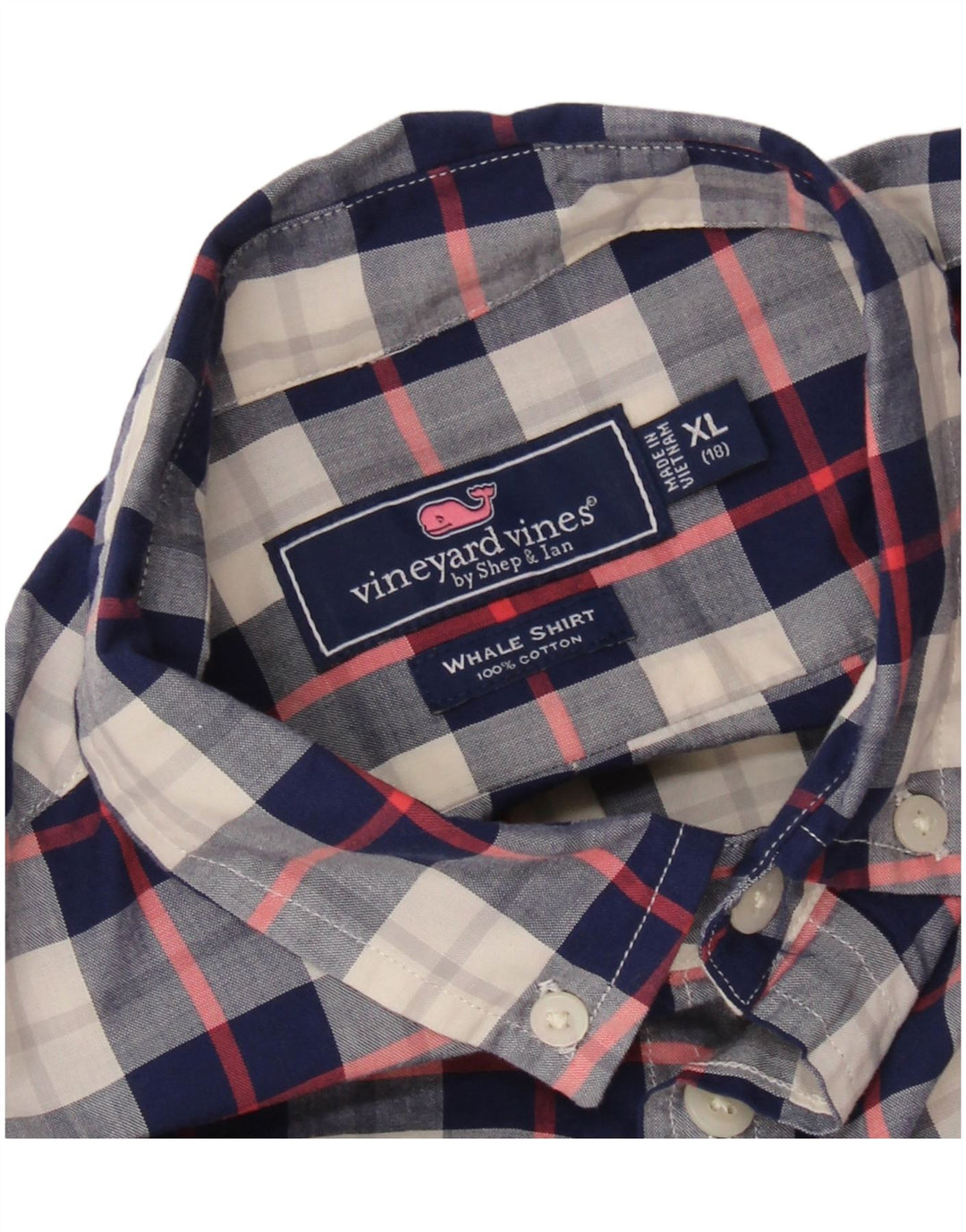VINEYARD VINES Drengeskjorte 15-16 år XL Marineblå ternet bomuld