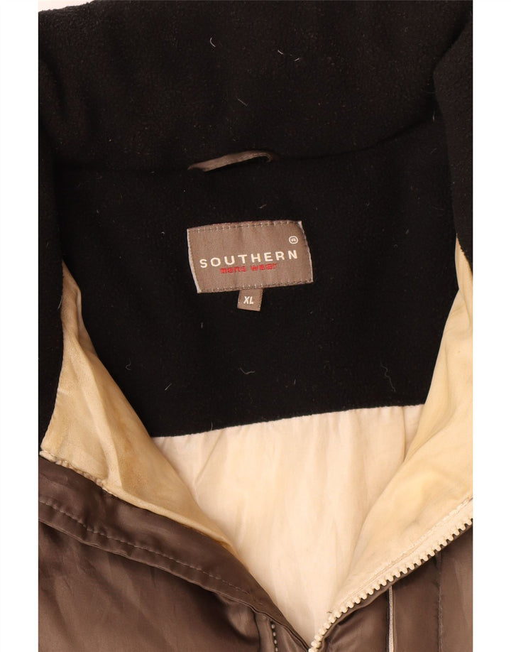 Southern Herre polstret jakke UK 42 XL Brun Colourblock Polyester