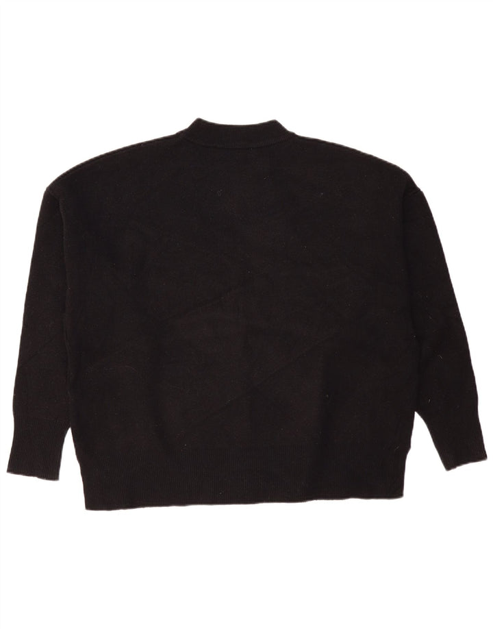 Zara Dame Oversized Turtle Neck Jumper Sweater UK 10 Small Black Viscose