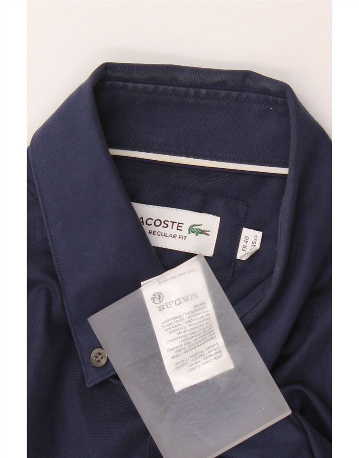Lacoste Herre Regular Fit Skjorte Størrelse 40 15 1/2 Medium Navyblå Bomuld