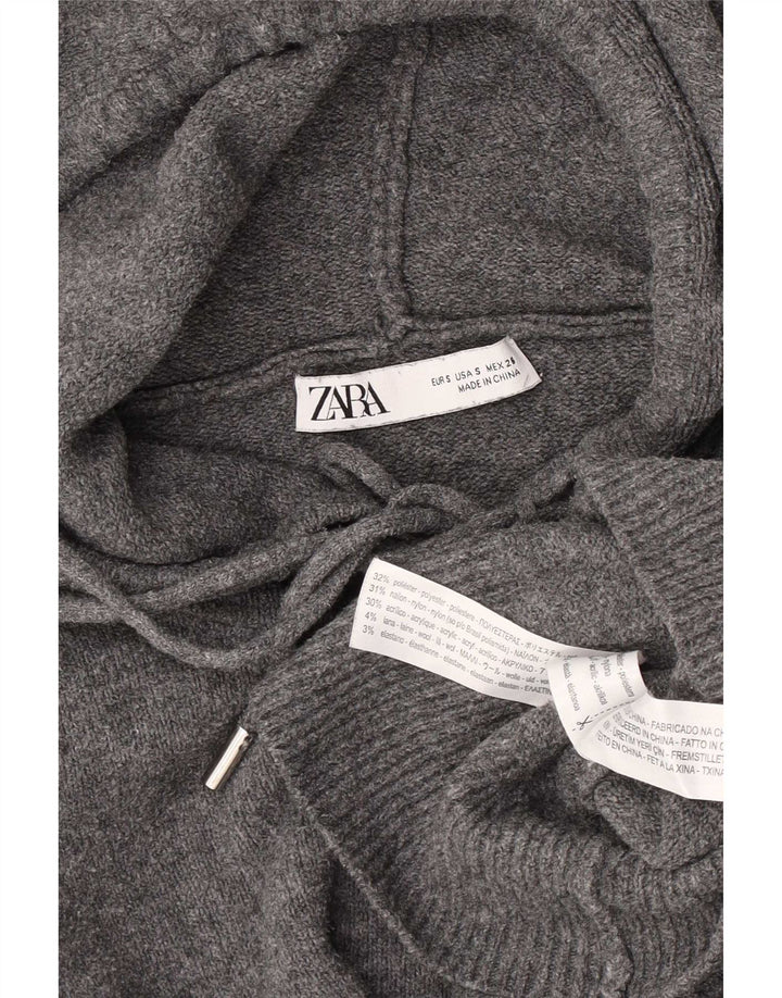 Zara oversize sweater med hætte til kvinder UK 10 Lille grå polyester