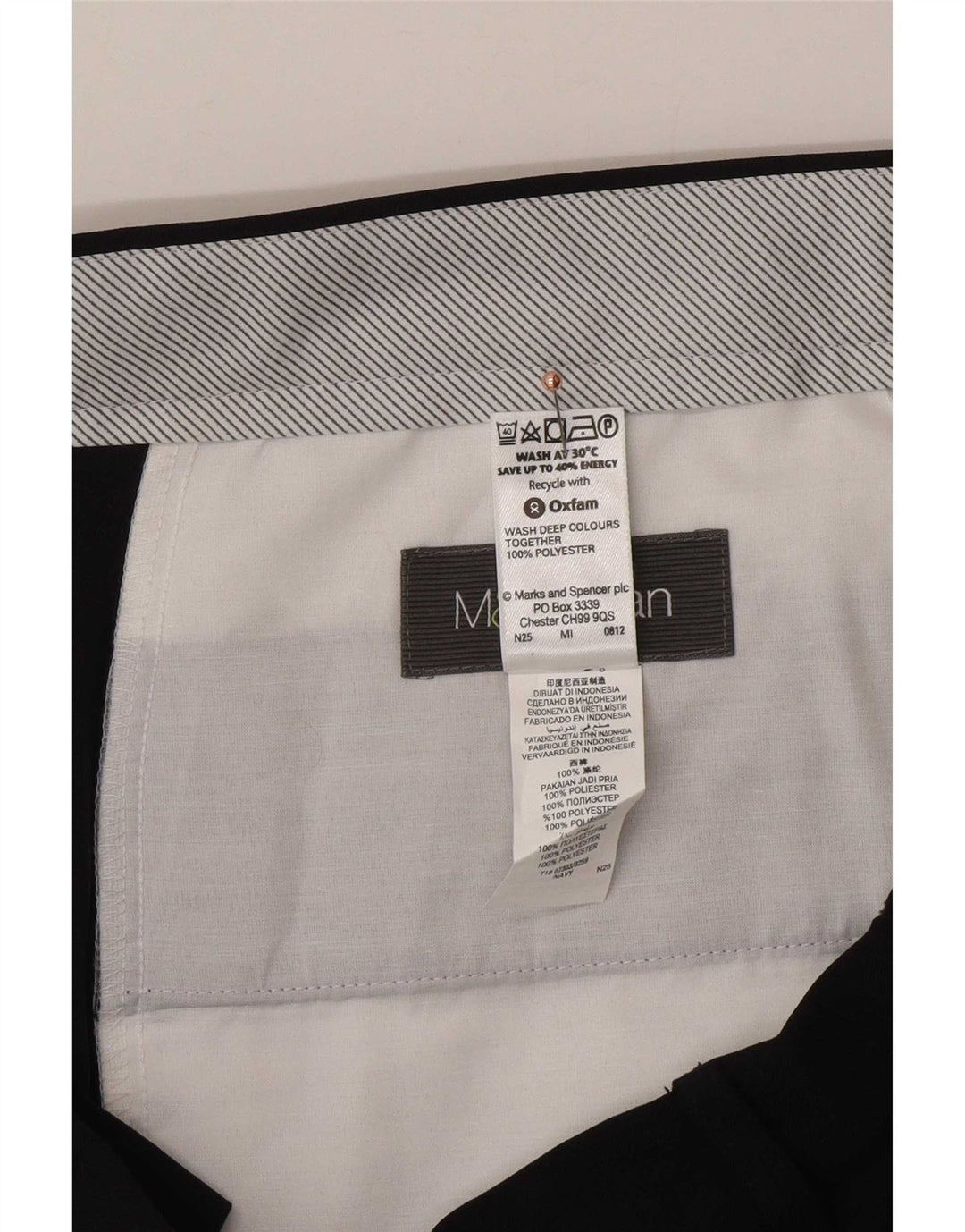 Marks & Spencer Straight Casual bukser til mænd W36 L31 Marineblå polyester