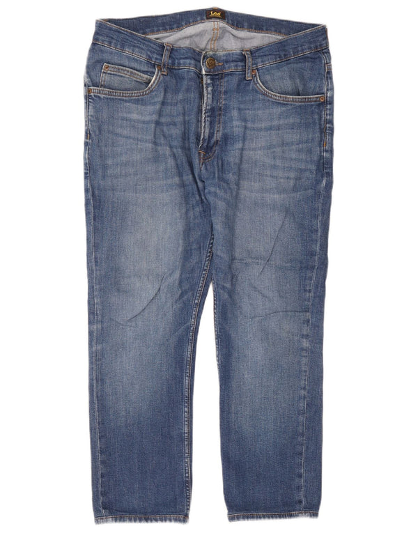 Lee Mens Rider Cropped Jeans W33 L24 blå bomuld