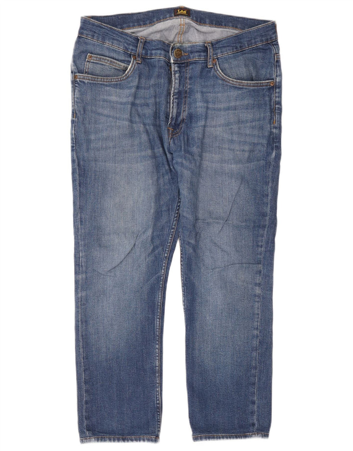 Lee Mens Rider Cropped Jeans W33 L24 blå bomuld