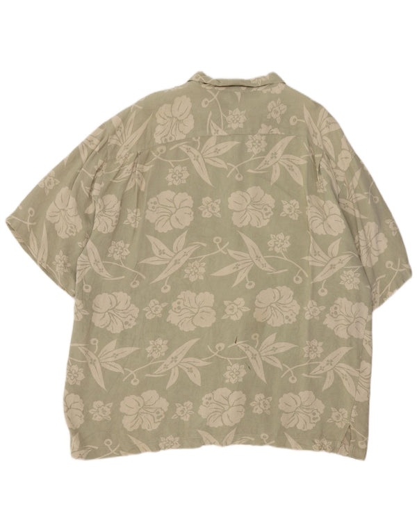 Tommy Bahama Kortærmet Herreskjorte 2XL Grøn Floral Silke