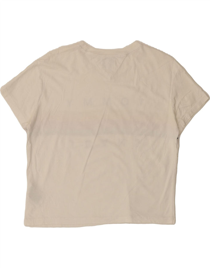 TOMMY HILFIGER Womens Oversized Graphic T-Shirt Top UK 10 Small White Vintage Tommy Hilfiger and Second-Hand Tommy Hilfiger from Messina Hembry 