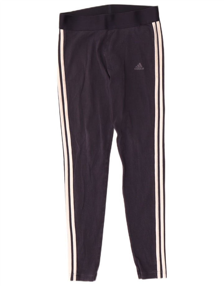 Adidas Dame Leggings UK 12/14 Medium Navy Blue Bomuld